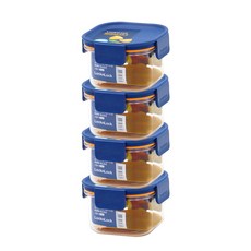 락앤락 비스프리 모듈러 플러스 정사각 밀폐용기 네이비 260ml + 세척솔, 단품, 4개