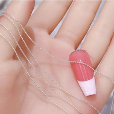 1 메터/갑 0.8mm 골드 실버 네일 비드 체인 매력 타원형 스톤 아트 장식 Giltter 금속 강철 공 쥬얼리 액세서리, 1M-0.8mm-Silver