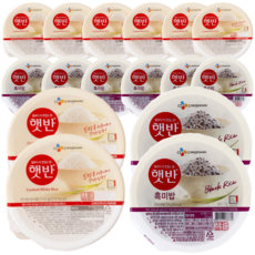 CJ 햇반 210g 백미 + 흑미 반반 혼합 세트, 8팩, 420g