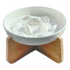 寵物陶瓷碗 貓碗 - 汪喵日總匯, 1個, 寵物來了加高防漏金魚慢食碗-白