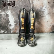 古川小夫 DEEPBOMB 站立技護腳脛：泰拳、MMA防護必備，黑金配色, 1個