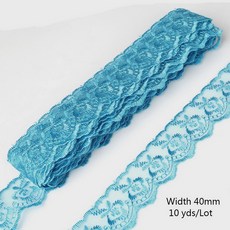 웨딩 장식용 화이트 레이스 리본 자수 트림 DIY 바느질 의류 액세서리 10 야드 40mm, [16] Peacock Blue, 1개