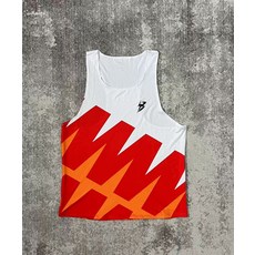 마라톤싱글렛 마라톤복 육상복조끼 육상복, 화이트레드 헤링본 조끼, XXXL