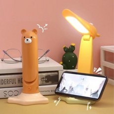 혜명마트 탁상 조명 곰돌이 스탠드 접이식스탠드 인테리어조명 탁상조명 충전식스탠드 탁상스탠드, 브라운
