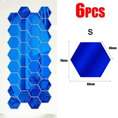 타일시트지 3D 육각형 거울 벽 스티커 DIY 이동식 자기 접착제 미적 모자이크 타일 데칼 홈 인테리어, [16] Black- S- 6pcs