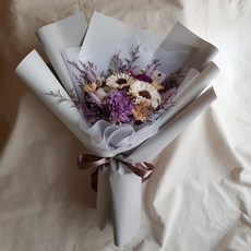 Flower & House 乾燥花束 2朵蓪草 向日葵 畢業花束 生日花束, 紫色L,花束+英文插卡-圖9並備註號碼