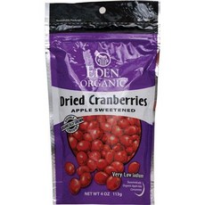에덴 푸드 유기농 건조 크랜베리 사과 주스로 단맛 첨가 -- Organic Dried Cranberries Sweetened with Apple Juice - 4 oz - 2 pc, 1개