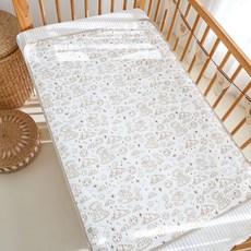 DFMEI 隔尿墊新生嬰兒皺布棉紗布防水防滑透氣兒童可水洗月經墊防尿牀, 1個, 星球小熊