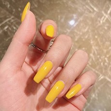 엘씨 원컬러 단색 붙이는 인조손톱 네일팁 코핀 24pcs, 1개, 옐로우