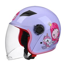 兒童安全帽 兒童全盔 機車安全帽 卡通安全帽 電動車安全帽 寶寶頭盔安全頭盔恐龍 男女孩四季安全盔電動車小 男女, 1個, 紫色小馬女孩