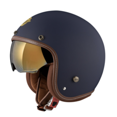 ZEUS HELMET 瑞獅 ZS-388AH 四分之三罩復古安全帽 (電鍍墨鏡), 消光暗藍