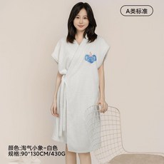 Liyang 莫陽 浴袍 長袖款 萌冠小熊 棕色 可穿可裹浴裙 均碼, 淘氣象 奶白