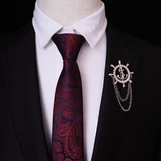 高檔船錨徽章個性男士精緻領針時尚西裝別針流蘇鏈條西裝鏈配飾, 1個, 高檔船錨徽章 個性男士精緻領針時尚西裝別