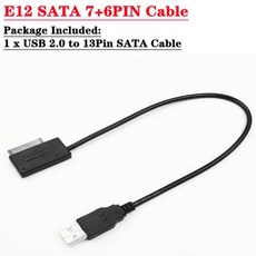 WvvMvv USB 2.0-미니 Sata II 76 노트북 CDDVD ROM 슬림라인 드라이브 변환기 HDD 캐디용 13핀 어댑터 변환기 케이블, [01] USB 2.0 to Mini Sata, 1) USB 2.0 to Mini Sata