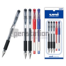 유니 볼 시그노 UM 151 05 겔잉크 0.5mm 5개 세트, 0.5mm 블랙3+블루1+레드1 세트