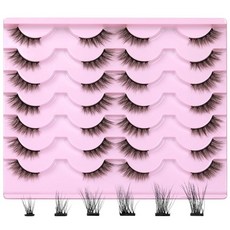뉴칼리 속눈썹 고양이 눈 위스피 내추럴 인조 14쌍 팩 라이트 볼륨 숏 멀티팩, Half Lashes Style, 1개, Half Lashes Style