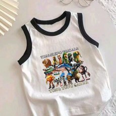 台灣出貨 夏季新款 通通木棍衣服 抽象山海經上衣 男童背心 純棉無袖上衣 兒童上衣 童裝