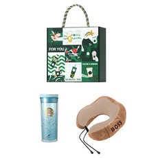 스타벅스 플립 휴대용 콜드컵 + 목베개 선물 세트 ST-LH2135, 1개, 400ml, 민트