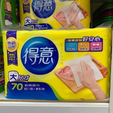 得意 廚房紙巾 大尺寸 70張x6卷 超級吸水 超強韌, 1個