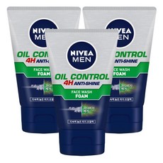 니베아 맨 오일 컨트롤 훼이스 워시 폼, 100g, 3개