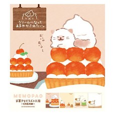 古川紙工 2025年6月 動物甜點工房系列第二彈 四圖案全彩方形便條紙 (全6款) 日本製, 1個, 03.蛋糕塔貓咪 LM343