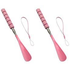 BLLNDX 2피스 접이식 스테인리스 스틸 구부러지지 않는 신발 뿔 여행용 휴대용 미끄럼 방지 긴 손잡이 손쉬운 리프터 핑크 노인 및 임산부용 255474 8760750095