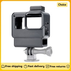 GoPro 액션 카메라 브이로그 케이스 하우징 쉘 케이지 프레임 콜드 슈 마운트 포함 Hero 7 6 5 블랙, 선택: 기본, 1개