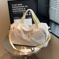 WEIDENG 運動健身收納旅行袋 乾溼分離大容量出差行李包, 米色, 1個