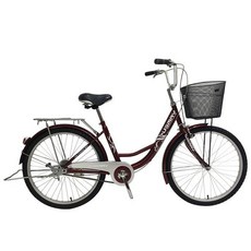 SPORTONE U2 24吋高碳鋼單速淑女車(Cinderella灰姑娘芭蕾淑女車), 酒紅, 1個