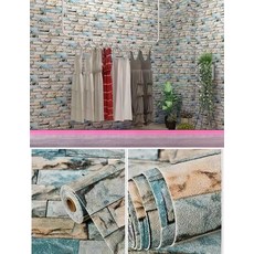 접착식 타일 전실 시공 셀프 대리석 무늬 내구성 좋은, 10m x 50cm, 1개, 두꺼운 이끼스톤브릭