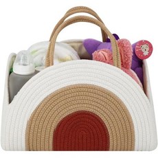 아기 기저귀 캐디 정리함 코튼 로프 바구니 신생아 필수품 소녀 및 소년을 위한 대형 보관 샤워 목록 선물 어스리 레인보우 보육원 장식, 아기 기저귀 캐디 정리함 코튼 로프 바구니 신생아 필수