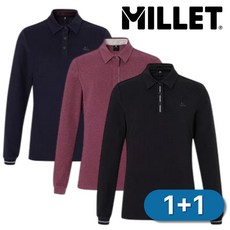 [매장발송] 밀레 여성 티셔츠 1+1 기모 카라 긴팔티 보온성 겨울 골프 등산 작업복 캠핑 운동