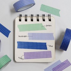 컬러 체크 마스킹 테이프 블루