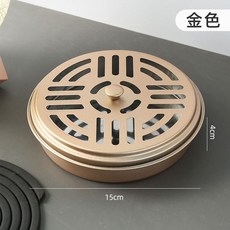 古風蚊香盒防火蚊香架蚊香盤鐵藝加厚帶蓋家用室內戶外安全蚊香爐, 現代風金色【帶蓋防火】