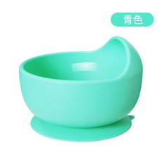 嬰兒矽膠輔食碗 寶寶訓練餐具組 蝸牛吸盤碗, 蝸牛碗青色, 1個, 如圖所示