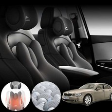 BMW E65 E66 740Li (02~08) N62 차량용 3D 인체공학 목 허리 쿠션 세트 블랙 1개