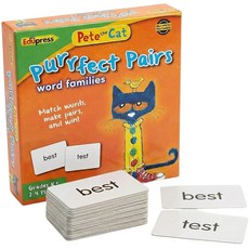 Pete The Cat Word Families - 150피스 문해력 게임 3가지 색상 코드 덱 및 보관 상자 K-2 독서 센터 소규모 그룹 가정 파닉스 연습에 적합, Pete The Cat Word Families - 1