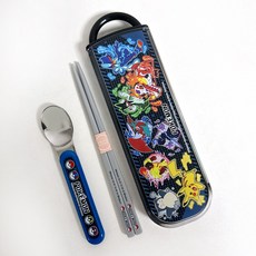 일본 포켓몬스터 수저세트 어린이집 유치원, 1개, 스푼젓가락, 블랙