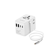 POLYBATT 35W GaN 氮化鎵 旅行萬國轉接頭 Type-C自帶線 適用全球150+國家, 1個