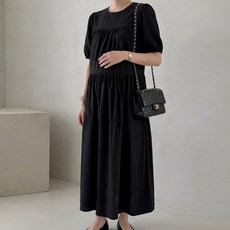 [당일출고] 수엠W 임산부 A라인 캉캉 롱원피스 여름 반팔 빅사이즈 체형커버 하객룩 R02 블러썸원피스