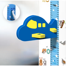 3D 입체 어린이 키재기 눈금자 벽 캐릭터 만화 스티커 장식 시트지 (A2526), 비행기
