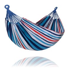 SUNCREAT Hammocks Outdoor Camping Double Hammock 2 Person Backyard Navy113541, 오션 스트라이프