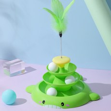 《小日子家居館》爆款貓咪玩具 新款冰淇淋軌道遊樂盤 逗貓自嗨解悶神器 轉盤小貓玩具, 小鯨魚-青綠色,Opp袋裝, 1個