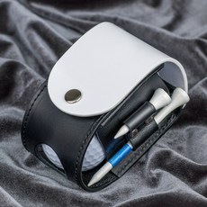 엘르레더 골프공케이스 가죽 핸드메이드 볼주머니 공케이스 파우치, 투톤화이트, 1개