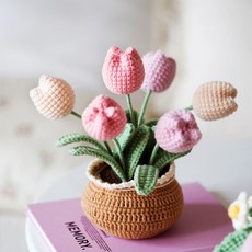 나나봉봉 손뜨개 코바늘 DIY 꽃화분 만들기 세트, 튤립, 1개