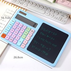 粉色計算機帶手寫板，多功能辦公室計算器，學生專用計算機，輕巧便攜, 藍色26.8×16.7×1.9 cm, 1個