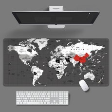 世界地圖超大號鼠標墊 復古風格電競辦公桌墊, 1個, 淺灰地圖,80*30釐米*2毫米