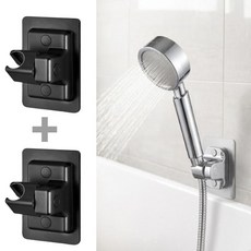 리밍 무타공 핸즈프리 각도조절 샤워기 거치대, 블랙, 2개