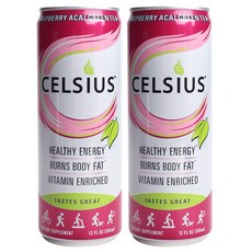 셀시우스 건강 에너지 드링크 라즈베리 아사이 그린 티, 355ml, 2개