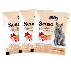 블루베이 고양이 센스 닭 & 연어 & 밀싹 건식사료, 45g, 3개, 닭+연어